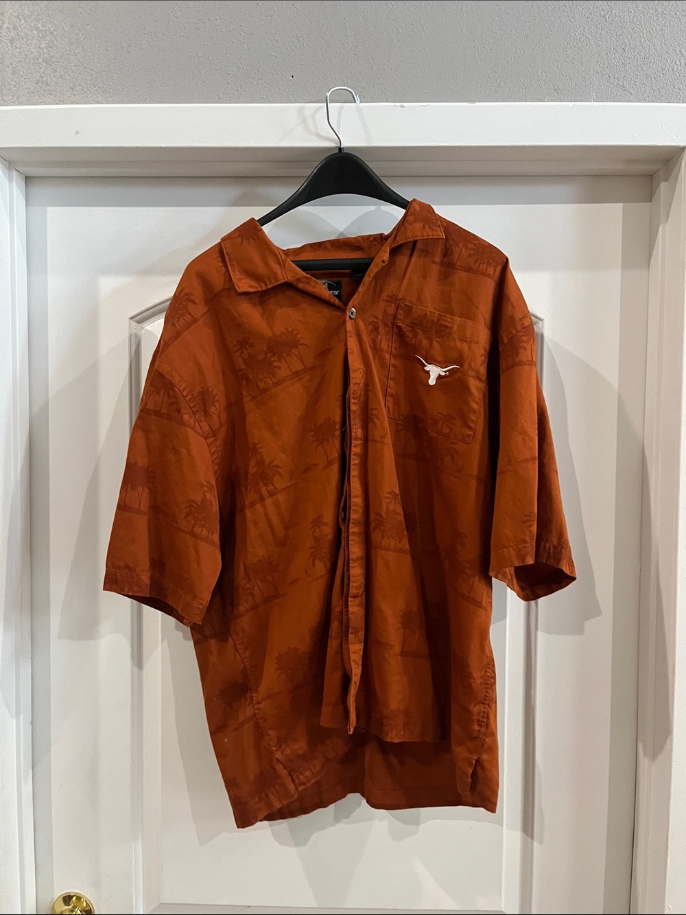 University of Texas Short-Sleeve Button-Down Shirt in Rust Orange
